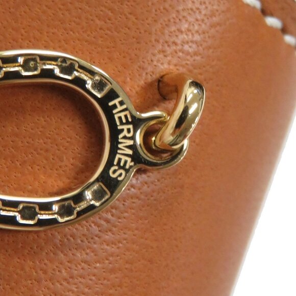 HERMES ScarfRing Porte Bonheur Lambskin/Silk100% Maron Halzan - Picture 5 of 7